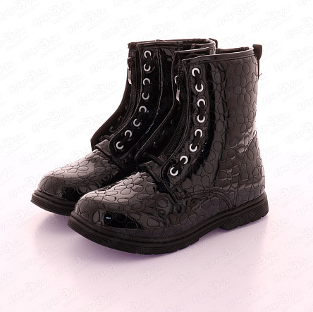 Ботинки Pasito утепленные на молнии со строчкой в цветочек черные - фото 360 Ботинки Pasito утепленные на молнии со строчкой в цветочек черные - фото 360