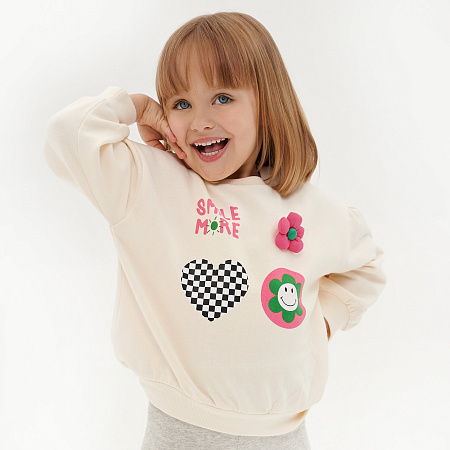 Толстовка Lanson Kids утепленная с яркими акцентами молочная