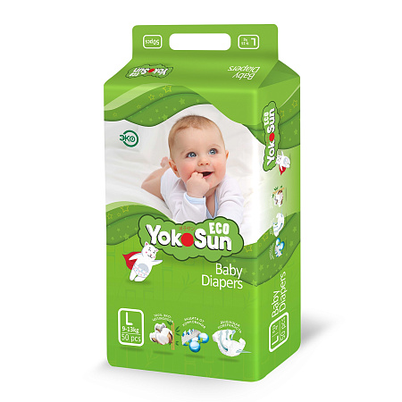 Подгузники на липучках YokoSun Eco L 9-14кг 50шт