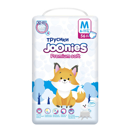 Подгузники-трусики Joonies Premium Soft M  6-11кг 56 шт