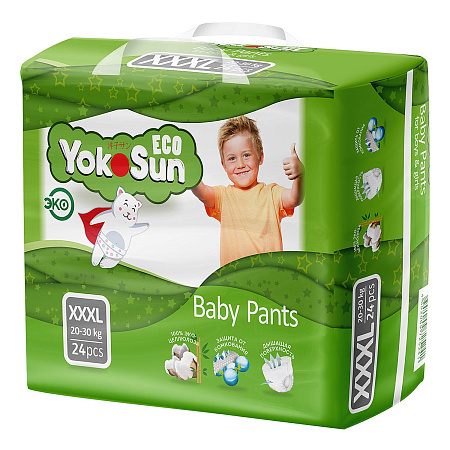 Подгузники-трусики YokoSun Eco XXXL 20-30кг 24шт