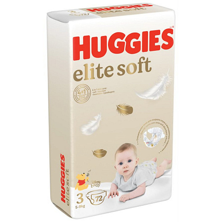 Подгузники HUGGIES elite soft 3 5-9 кг 72шт