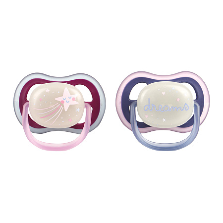 Пустышка Avent Ultra air ночная ортодонтическая светится в темноте 2шт 6-18мес