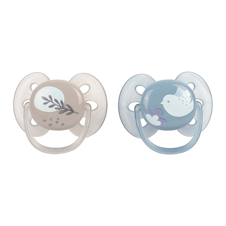 Пустышка Avent Ultra Soft силиконовая Нежность голубая и серая с 6мес 2шт