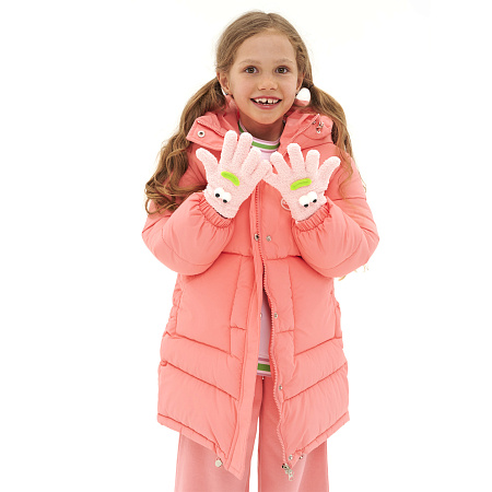 Куртка Lanson Kids удлиненная демисезонная с капюшоном на молнии с планкой розовая