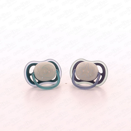 Пустышка Avent Ultra Air силиконовая ночная рисунок луна с 6мес 2шт - фото 360