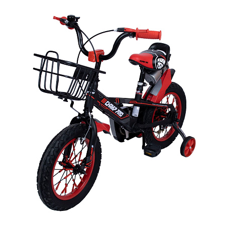 Велосипед Champ Pro В14 двухколесный с корзиной черный с оранжевыми вставками