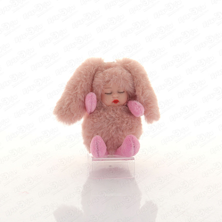 Брелок пупсик в костюме зайчика мех в ассортименте - фото 360