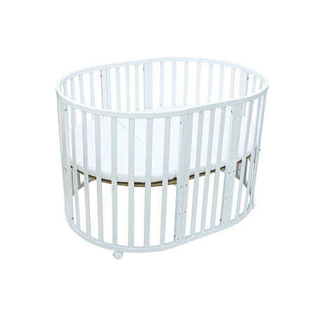 Кровать-трансформер Lanson круглая-овальная с матрацем белая