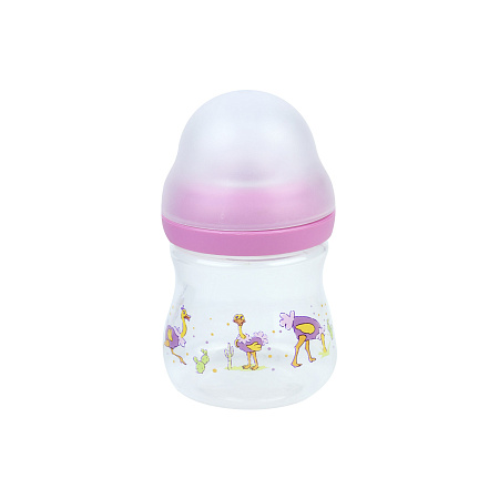 Бутылка Курносики пластиковая с широким горлом силиконовая соска 150мл с 0мес в ассортименте