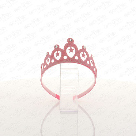 Ободок для волос корона розовая в ассортименте - фото 360