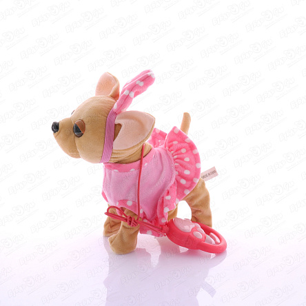 Щенок чихуахуа в розовом платье с бантом - фото 360