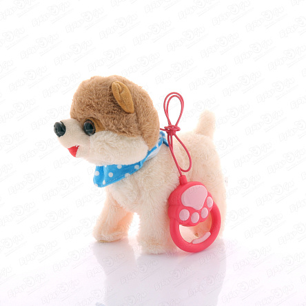 Игрушка щенок интерактивный в голубом шарфике с поводком - фото 360