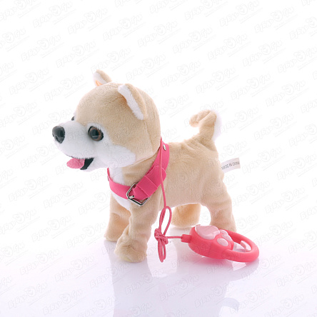 Игрушка щенок интерактивный в розовом ошейнике с поводком - фото 360