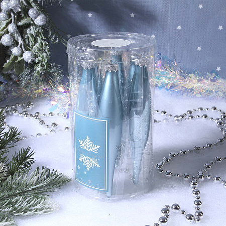 Набор елочных украшений Сосульки голубые 6шт 13см