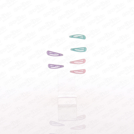 Заколки для волос глянцевые мятные розовые сиреневые 6шт - фото 360