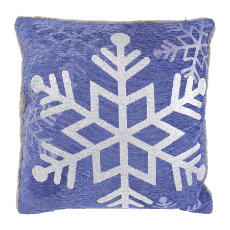 Подушка Снежинка декоративная синяя 44х44см