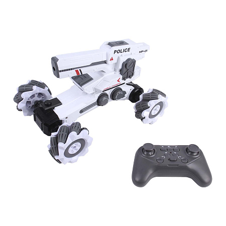 Машина трюковая с бластером и гелевыми пулями белая