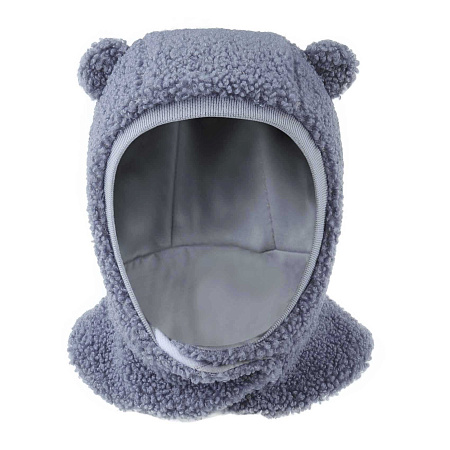 Шапка-шлем Lanson Kids с ушками на липучке серо-голубой