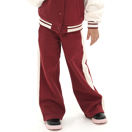 Брюки Lanson Kids спортивные с белыми лампасами бордовые