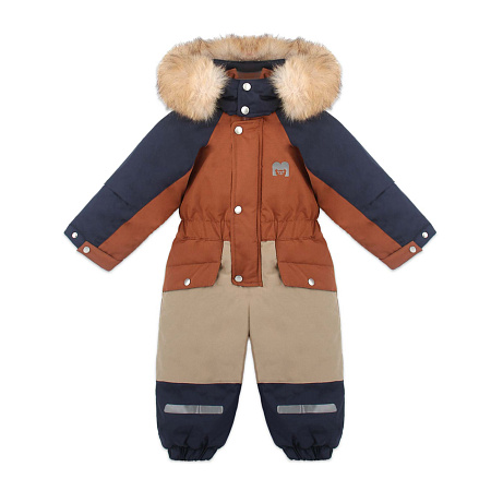 Комбинезон Lanson Kids зимний с меховой опушкой разноцветный