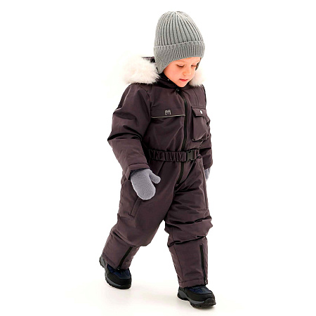 Комбинезон Lanson Kids зимний на молнии с поясом темно серый
