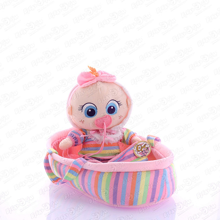 Игрушка мягкая пупс в переноске розовый интерактивная с 3лет - фото 360