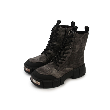 Ботинки Pasito утепленные высокие на шнурках и молнии с массивной подошвой серые