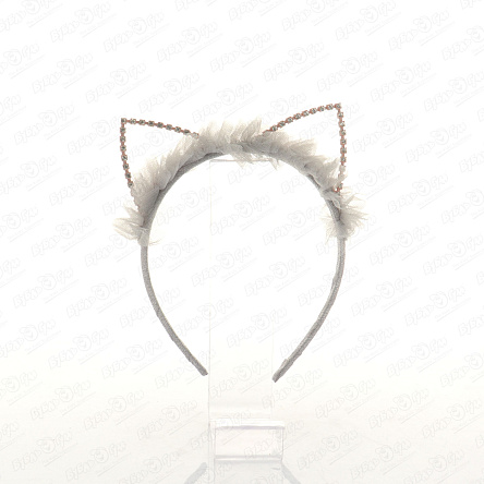 Ободок для волос с фатином и блестящими ушками - фото 360