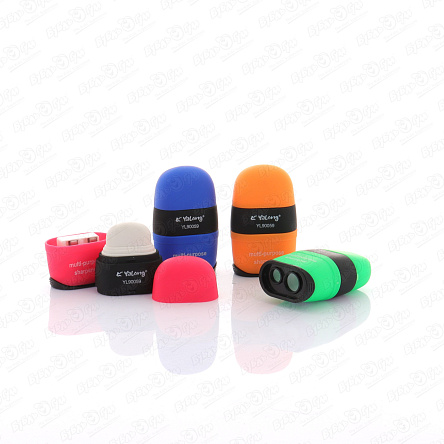 Точилка 2 отделения с ластиком в ассортименте - фото 360