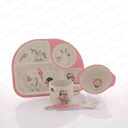 Набор посуды BUBURU Baby Единорог бамбук 5предметов с 12мес - фото 360