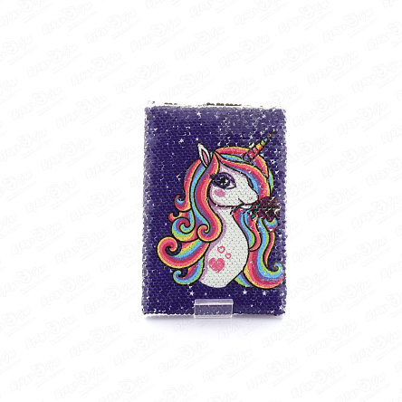 Блокнот с пайетками Единорог с цветными волосами - фото 360
