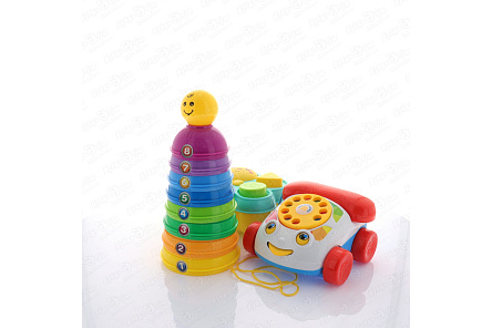 Набор с развивающими игрушками пирамидка сортер с телефоном - фото 360