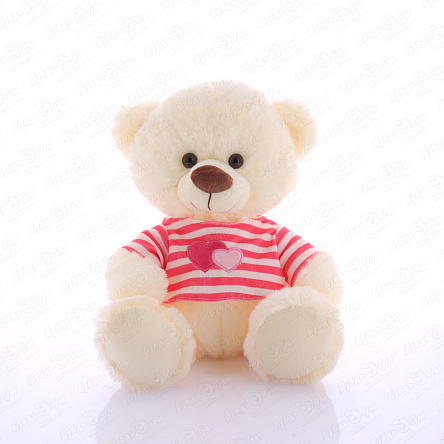 Медведь в бело-розовой с вышивкой футболке   - фото 360