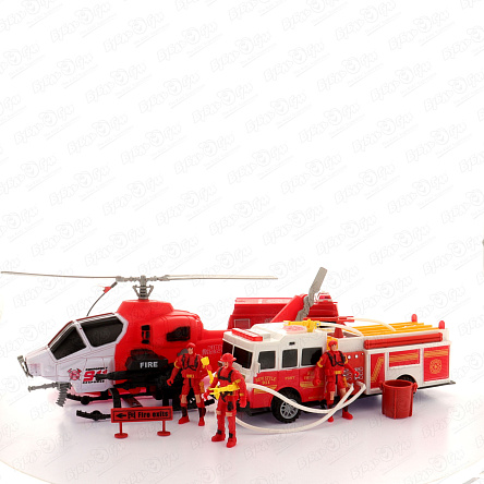 Набор пожарного автотранспорта Lanson Toys  Fire Rescue вертолет лодка и 2машины - фото 360