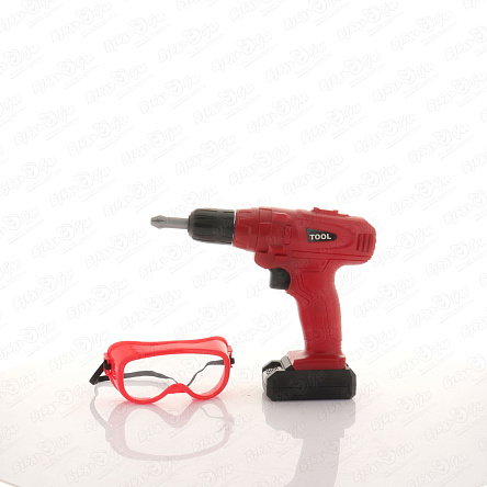 Набор игровой дрель ручная и очки красный - фото 360