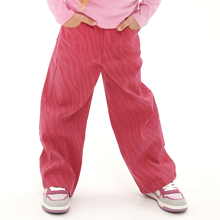 Брюки Lanson Kids джинсовые с полосатым принтом розовые