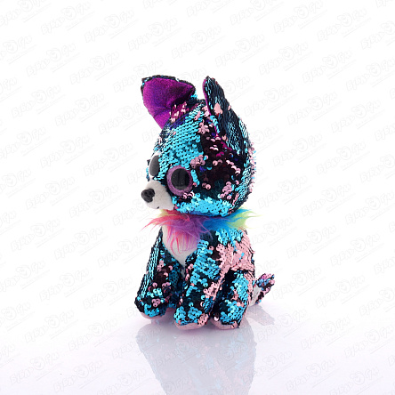 Игрушка мягкая Щенок лиловый в пайетках 20см - фото 360