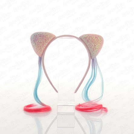 Ободок с ушками и цветными прядями - фото 360