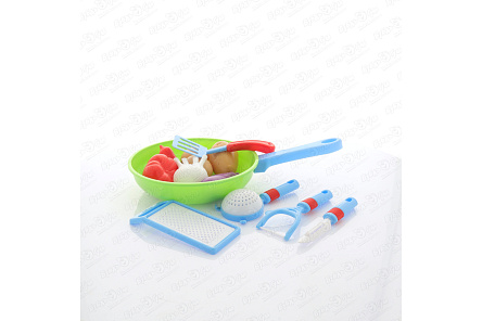 Набор игровой для приготовления еды с продуктами в зеленой сковородке и аксессуарами - фото 360  Набор игровой для приготовления еды с продуктами в зеленой сковородке и аксессуарами - фото 360