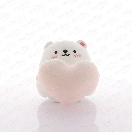 Игрушка-антистресс мягкая Мишка белый с розовым сердцем 20см - фото 360