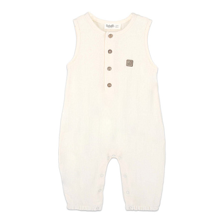 Комбинезон слип Bebetto на кнопках с коричневой эмблемой и пуговицами бежевый 