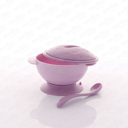 Тарелка ROXI KIDS на присоске с крышкой и ложечкой лавандовая с 8мес - фото 360