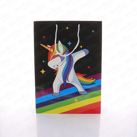 Пакет подарочный Единорог танцующий 25х35см - фото 360
