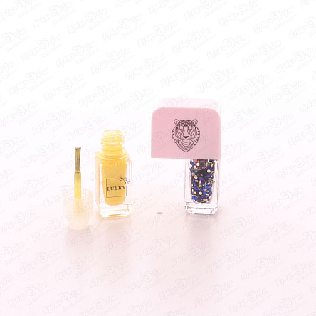  Лак двойной для ногтей LUKKY золотой и синий с блестками - фото 360