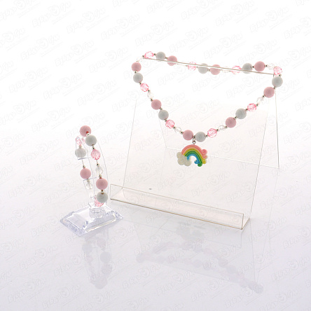 Набор украшений Розовый браслет и ожерелье с кулоном радуга - фото 360
