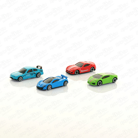Набор гоночных машин  металлических свободный ход 4шт 1:64 в ассортименте - фото 360