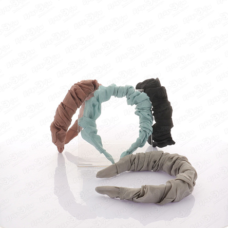 Ободок с гармошкой из ленты тканевый в ассортименте - фото 360