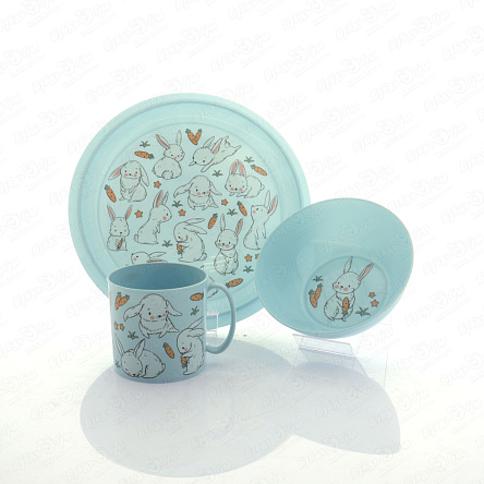 Набор посуды Idiland Зайки пластиковый 3предмета - фото 360 Набор посуды Idiland Зайки пластиковый 3предмета - фото 360