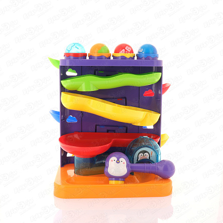 Игрушка-стучалка Lanson Toys с горкой для машинок 2в1 Пингвины - фото 360